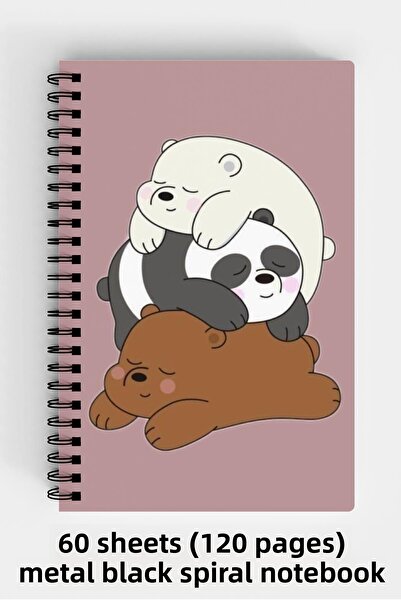 Anime Marketi دفتر ملاحظات ذو غلاف صلب مقاس A5 مع تصميم دببة لطيفة 120 ورقة