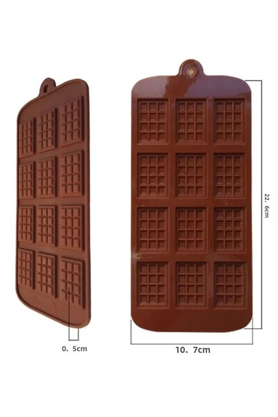 QNİAY 12-piece Mini Tablet Silicone Chocolate Set - 1 Square Chocolate Mold