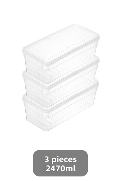 Meleni Home 2470ml Food Preservation Container - Compatible Organizer Set of 3 Deep Microwave with Clear Lid
