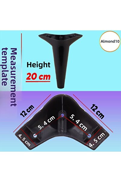 Badem10 Canapea neagra de lux Aspen - Unitate TV 20 Cm si picioare console 4 bucati