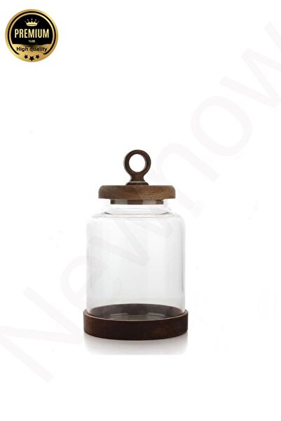 NEWNOW أكاسيا غطاء زجاجي جرة 1100 مل