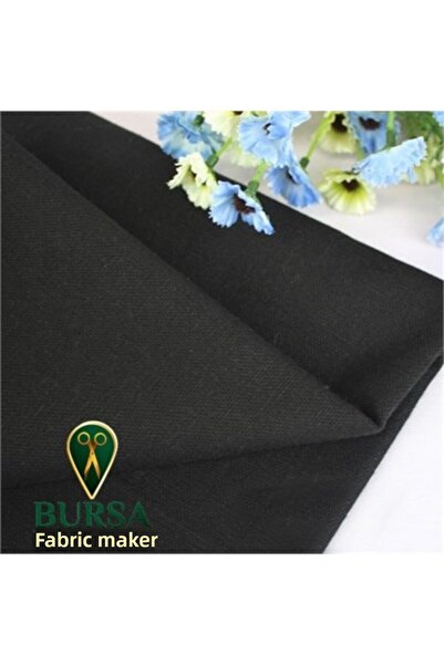 Bursa Kumaşçısı Λινό ύφασμα πάπιας μονόχρωμο μαύρο