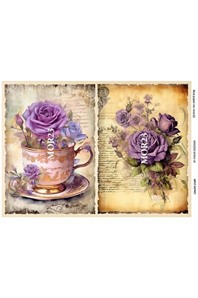 LİNEART Brass Decopage Paper No:Mor23