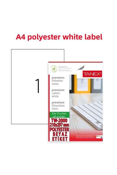 Tanex Tw-2000 Polyester Label - 210X297Mm, Pack of 25