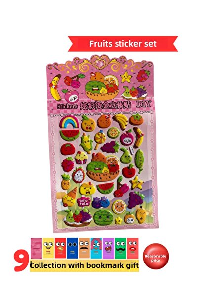 Pembe Pasaj Fruit Vegetable Sticker - Embossed Sticker Label for Kids