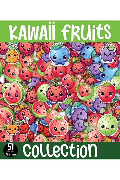 cakaybu 1 foaie A4 51 bucăți set de autocolante tematice cu fructe Kawaii