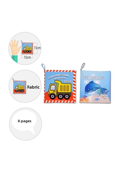 Tox 2 Books English Machinery and Marine Life Fabric Silent Book E118 E122 - Cloth Book, Educational