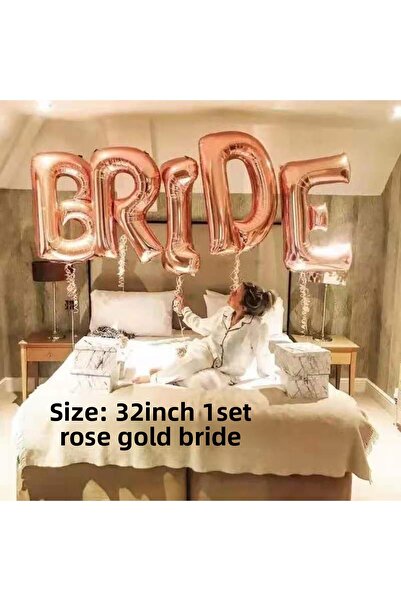 Choice بالون عروس 32 بوصة من الذهب الوردي، زينة زفاف، حروف عروس فضية من الذهب...