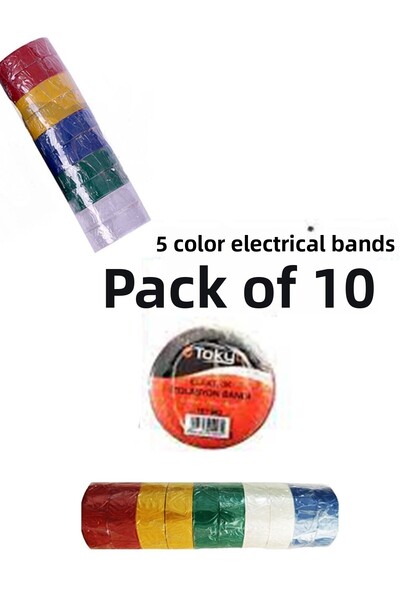 Tokyo Πολύχρωμη ηλεκτρική ταινία μονωτική ταινία 10 τεμαχίων 5 χρωμάτων