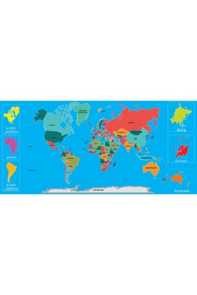 Sİhirli Tahta خريطة العالم الملونة 118x56 سم