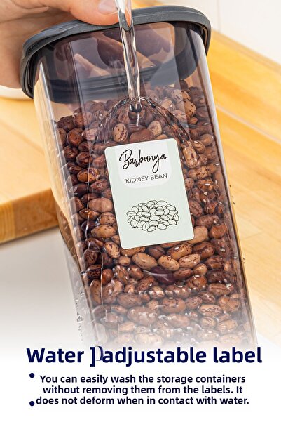 Vienev Set of 16 Peggy Rectangular Storage Containers with Colorful Labels 4x(1500-1150-800-400 Ml) Anthracite