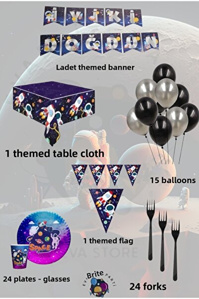 Evabrite Space Themed Set for 24 Persons Doubleb - Προμήθειες για πάρτι γενεθ...