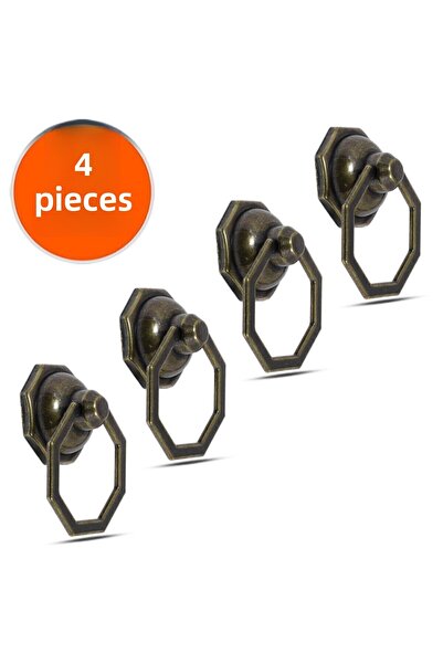 Badem10 4 bucăți de mânere octogonale din metal antic, învechit - mânere pentru mobilier, dulapuri de bucătărie