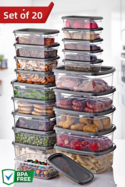 Nandy Home مجموعة EasyBox مكونة من 20 قطعة - مجموعة حاويات تخزين متعددة الأغراض يمكن استخدامها في الميكروويف والفريزر