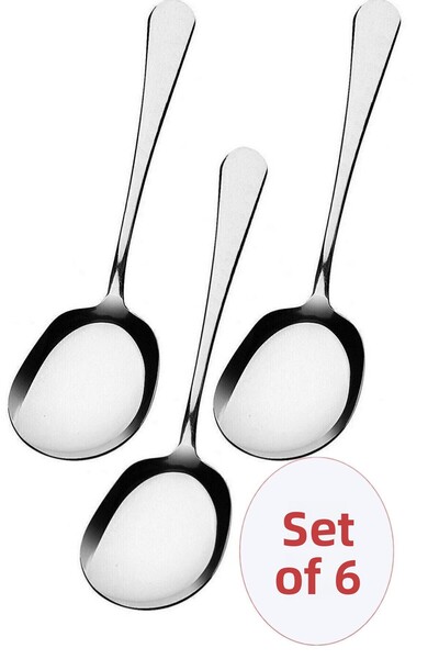 BRE HOME 6 ملاعق تقديم من الفولاذ المقاوم للصدأ 21 سم، ستانلس ستيل غير مشوه