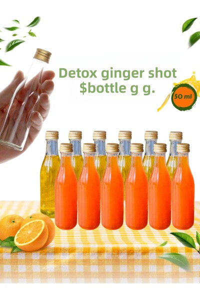 Milea 12 Pieces Drop Model Glass Ginger Shot Detox Bottle Leakproof Gold Meta...