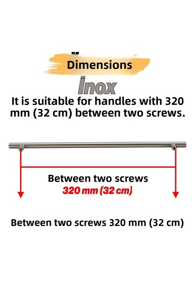 Badem10 Rosemary Inox Metal Handle (320 MM-32 CM) Furniture Kitchen Drawer Drawer Cabinet Cabinet Handle Handles