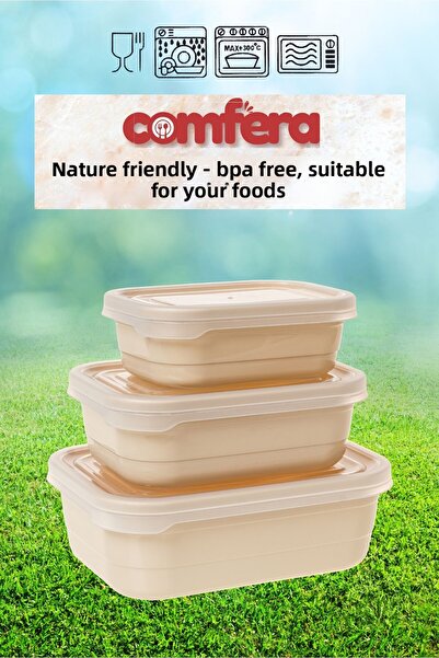 BAGER MARKET Plastic Food Container - Comfera Set of 3, Suitable for Refrigerator and Microwave