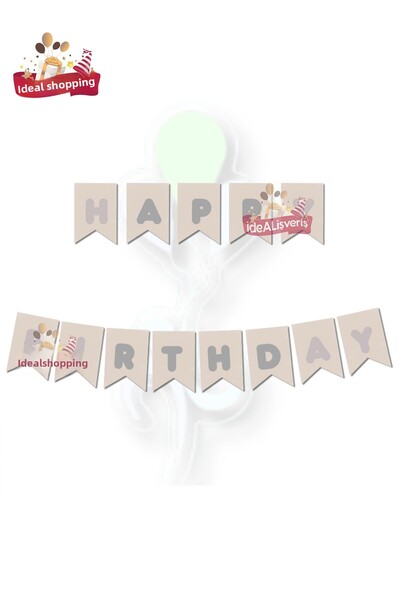 BKMC PARTY Happy Birthday Silver Leaf Banner Birthday Lettering