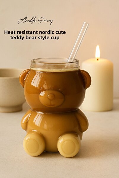 Anadolu Saray 6 Pcs Heat Resistant Scandinavian Cute Teddy Bear Style Cups |   Coffee and Presentation Cup