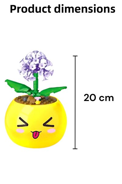 YILDIRIM OYUNCAK Micro Block Flowers in a Pot 64 Piece Building Block - Mini Block Set with Decorative Pots Lego Flower Emoji
