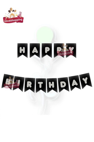BKMC PARTY Happy Birthday Silver Leaf Banner Birthday Lettering