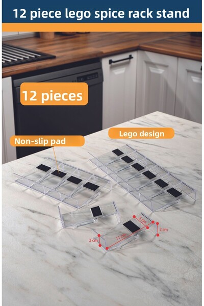 Mienda Home Mienda Home 12-Piece Clear-Lego Spice Rack Stand Multipurpose Org...