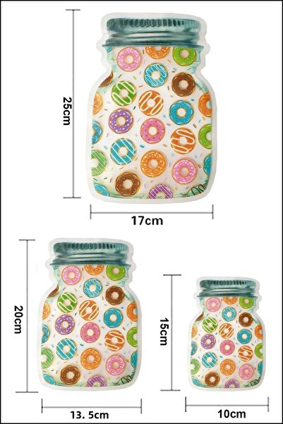 morponi 9 Pieces 3 Size Jar Appearance Ziplock Donut Storage Bag / 150ml - 500ml - 620ml