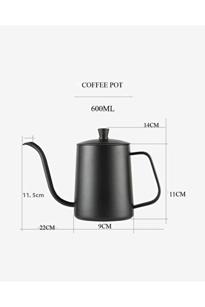 HUBBYCHEF صنبور تحضير القهوة بفلتر الماعز الأسود مع غطاء 600 مل