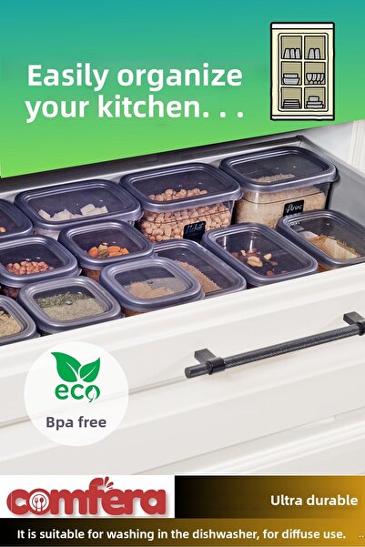 BAGER MARKET طقم أواني تخزين مستطيلة الشكل مكون من 24 قطعة من Comfera مكون من 12 قطعة، طقم اقتصادي 12 × 2 لتر