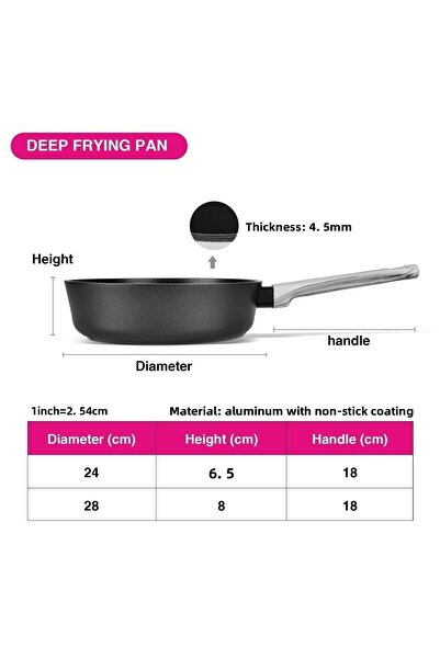 Fissman Deep Frying Pan 28cm Mira Series Aluminum And Non Stick Coating with Induction Bottom