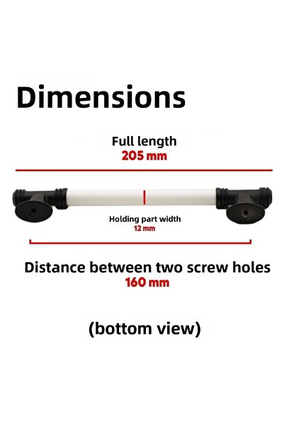 Badem10 Enspel (Premium) Porcelain Furniture Kitchen Drawer Cabinet Cabinet 160 mm White Matte Black Handle