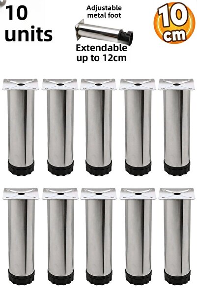 Badem10 10 Cm Chrome Color Cabinet Adjustable Furniture Sofa Base Armchair with Metal Support (10 PCS)