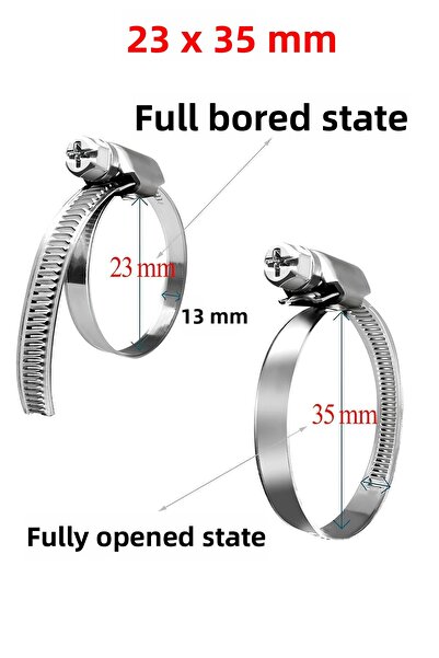Badem10 23X35 mm Stainless Steel Pipe Hose Clamp - Torque Adjustable, Adjustable Clip 5 Pcs