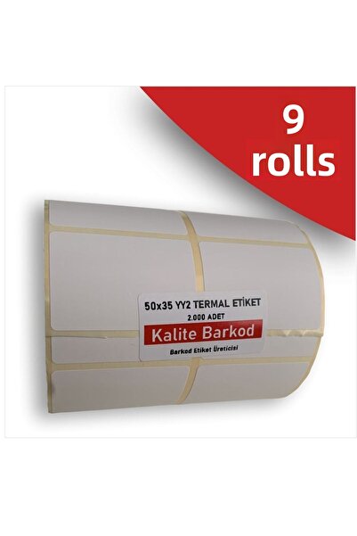 Kalite Barkod 50x35 2 قطعة ملصق حراري جنبًا إلى جنب| 6 لفات من ملصقات الباركود