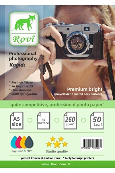 ROVİ ورق صور رابونزيل اللامع 260gsm 50yp A5 15x21 لكانون إبسون HP