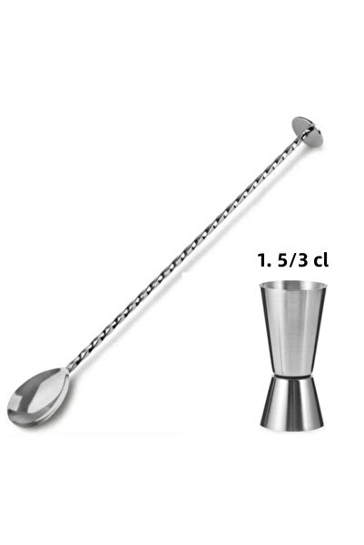 adin tasarım ملعقة بار مع مطرقة + جيجر 1.5/3 سل مقياس كوكتيل بارتندر بار مجموعة ملعقة خلط الكوكتيل