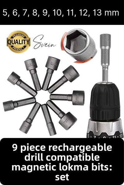 Svein Premium 9 Pieces - Durable Nut Remover Bit Set with Adapter Drill Bit a...
