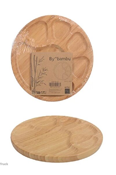 entarzlife طبق تقديم وجبة الإفطار من الخيزران مكون من 5 أقسام (حجم صغير 20 سم)