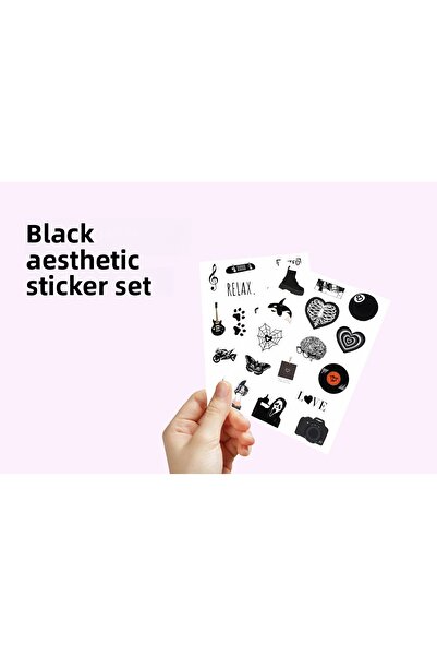 Akumastik Set de autocolante pentru jurnal și laptop Vsco Black Aesthetic Bul...