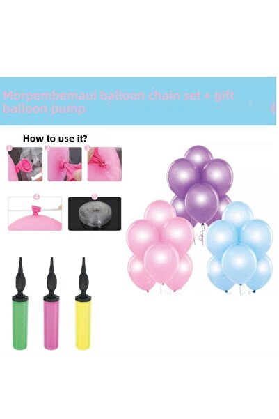 Parti Furyası مجموعة سلسلة بالونات باللون الأزرق والوردي والأرجواني + مضخة با...