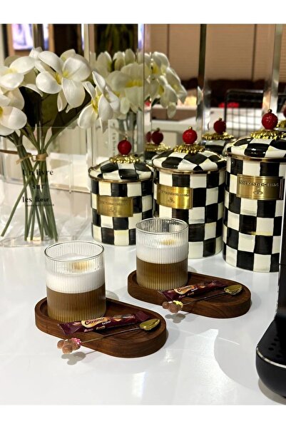 SAMMWOOD 4 Piece Wooden Tray Tea Tray Coffee Tray Presentation Tray with Presentation