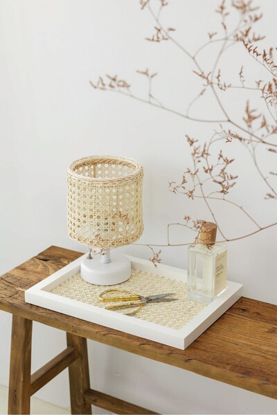 Maison Avf White Rattan Hazeran - 100% Natural, Rectangular Tray M038