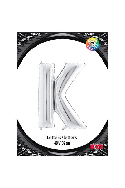 GÜNEŞAVM بالون كيكجوي من رقائق الحروف مقاس 40 بوصة فضي -ك-