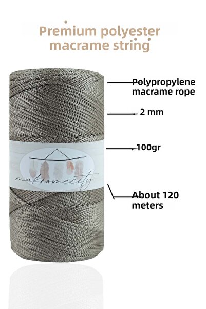 Makromecity Premium 100 Gr Polyester Macrame Thread Earth Color 2mm - 120 M Supla Thread And Bag Thread