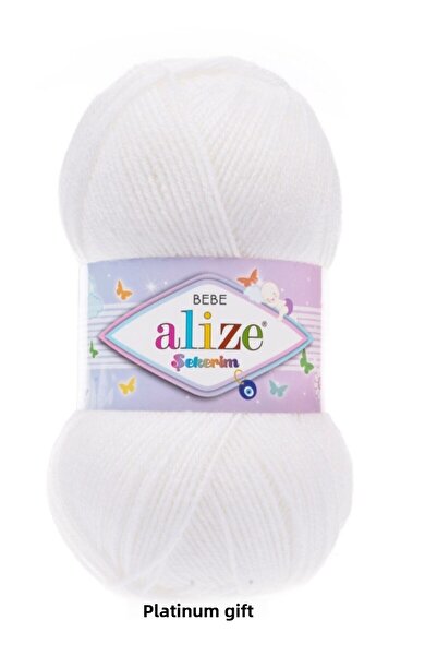 Alize (5 τεμάχια) Şekerim 55 Λευκές κλωστές πλεξίματος στο χέρι για γιλέκο, ζ...