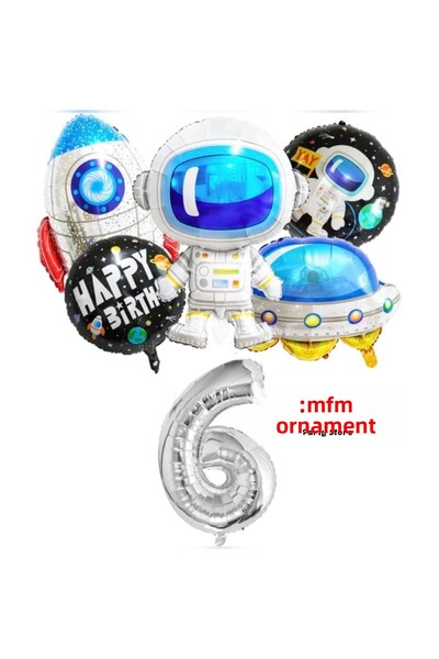 MFM مجموعة بالونات من رقائق الفضاء الفضية للحفلات بعمر 6 سنوات