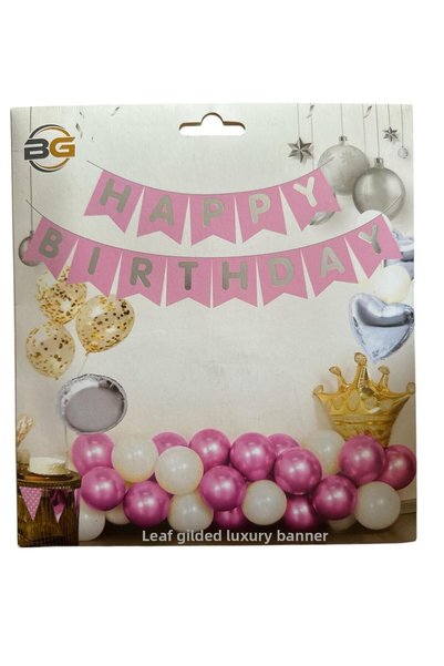Cadde Süs Luxury Happy Birthday Banner with Foil Gilding