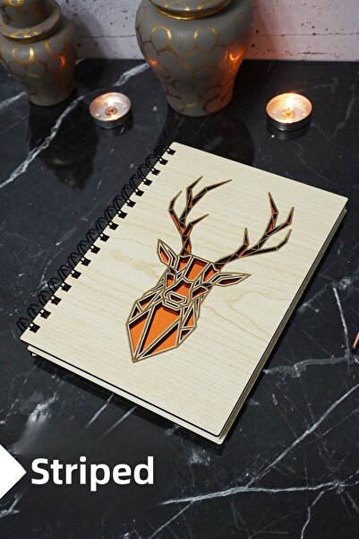 markcat دفتر ملاحظات مخطط بغطاء خشبي على شكل غزال - جدول الأعمال/دفتر المدرسة...