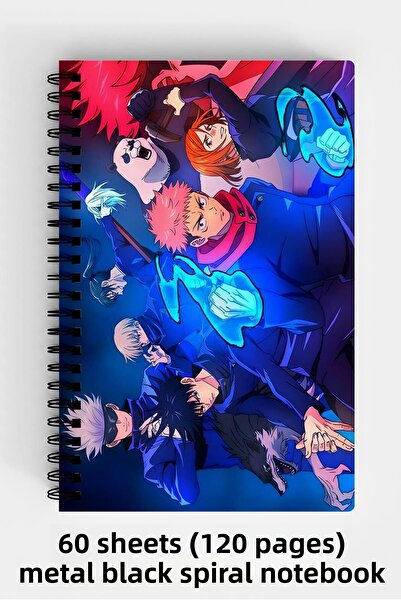 Anime Marketi دفتر ملاحظات بغلاف صلب مقاس A5 بتصميم الرسوم المتحركة Kaisen 12...